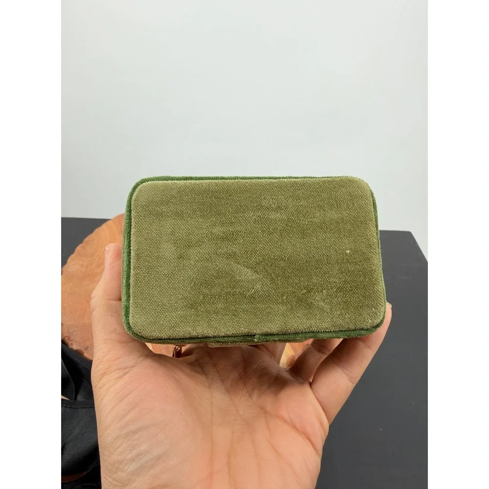 Sezane Velvet mini Jewelry Box Women OS Olive Green Tassel Travel Case Organizer
